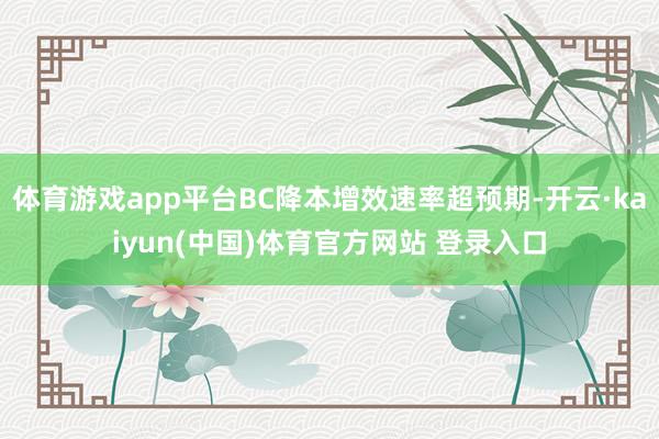体育游戏app平台BC降本增效速率超预期-开云·kaiyun(中国)体育官方网站 登录入口