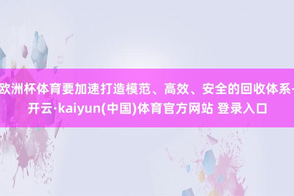 欧洲杯体育要加速打造模范、高效、安全的回收体系-开云·kaiyun(中国)体育官方网站 登录入口